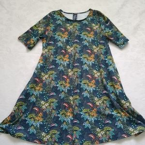 Agnes & Dora swing bird floral motif dress